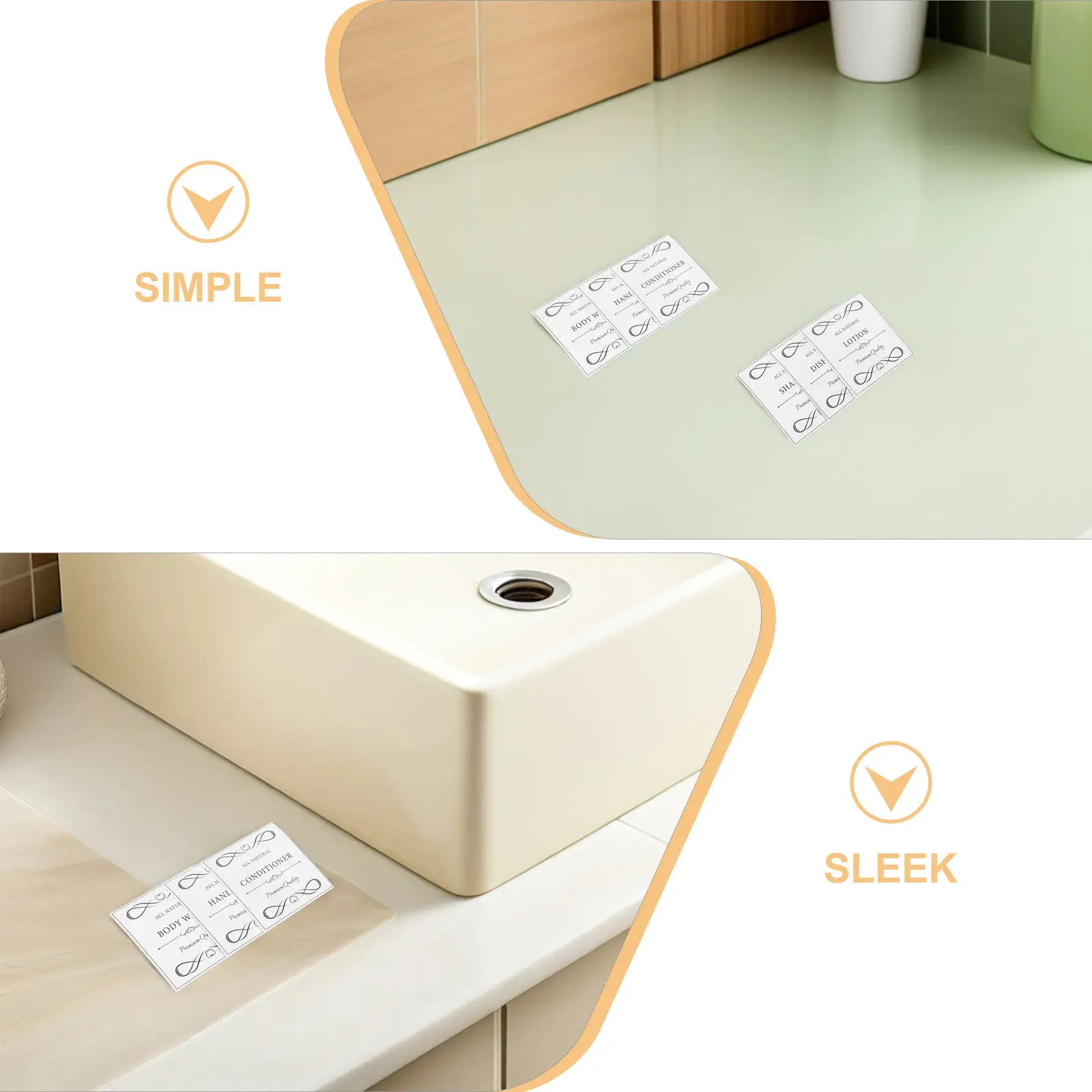 30Pcs Bathroom Waterproof Bottle Labels Stickers 7.5x7.5cm Shampoo Soap Dispenser Cleaner Organizer Removable Tags