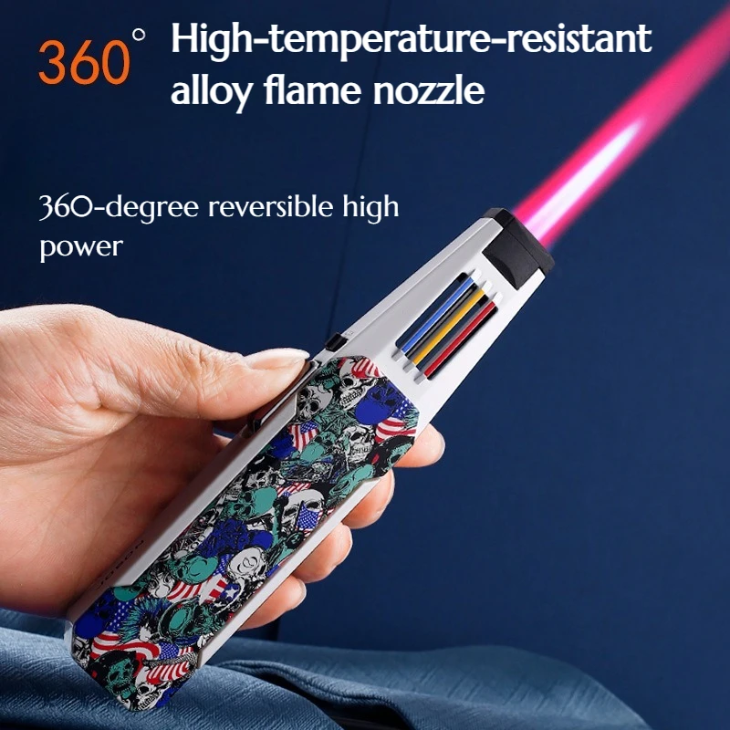 

Metal Red Flame High-temperature Lighter 360-degree Reversible Design Powerful Ignition Cupping Therapy on Cigars Lighters