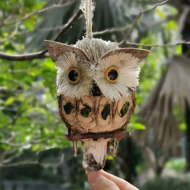 

Natural Straw Weaving Owl Hanging Home Decoration, Vintage Garden Decor, Christmas Party Supplies, Cute Birds Handcraft