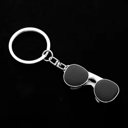 Creative Black Sunglasses Keychain Metal Eyeglass Design Personalized Car Keyring Fashion Bag Pendant Ornaments Small Gift
