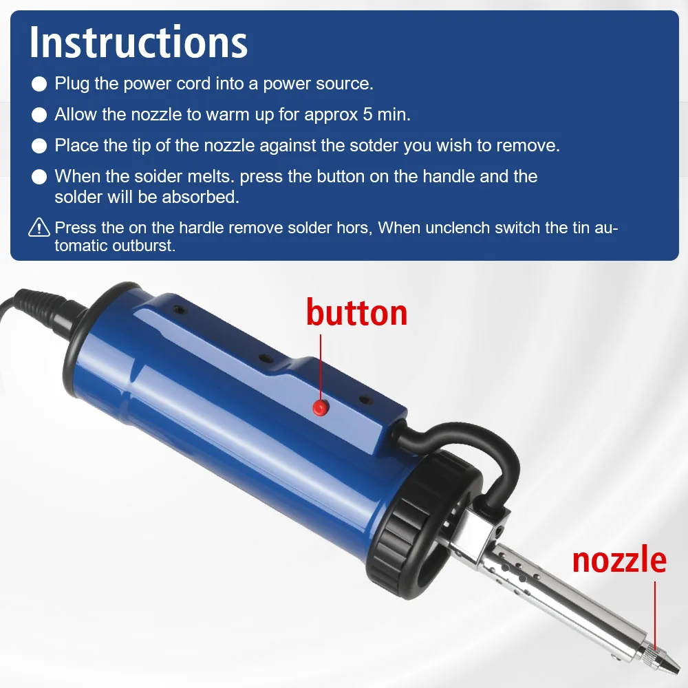 Nuova dissaldatrice automatica ADT03 con 3 ugelli di aspirazione Saldatura sottovuoto Ventosa per stagno Saldatura elettrica Rimuovi pompa portatile