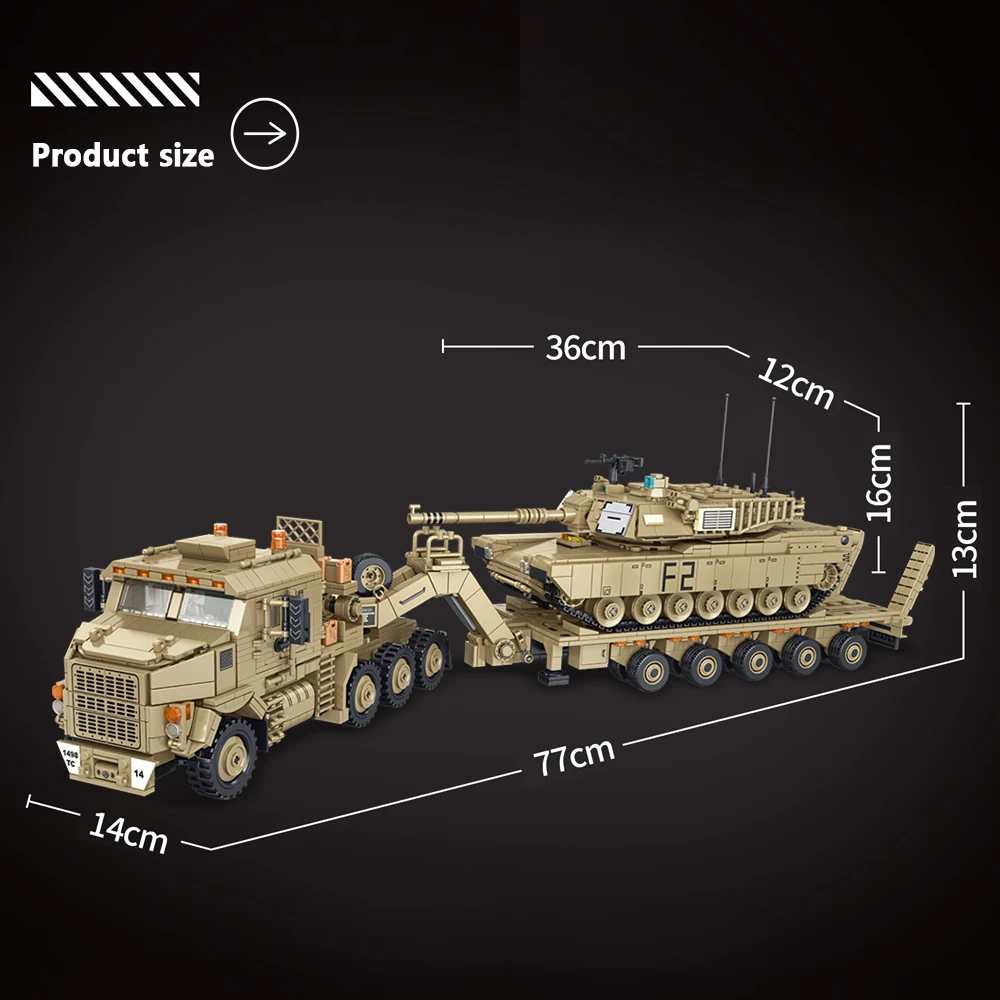 3482 ชิ้น, รถถังลาก Heavy Vehicle Building Blocks ชุด, M1070 รถขนส่งหุ้มเกราะอาคาร, คอลเลกชันสําหรับผู้ใหญ่ Displa
