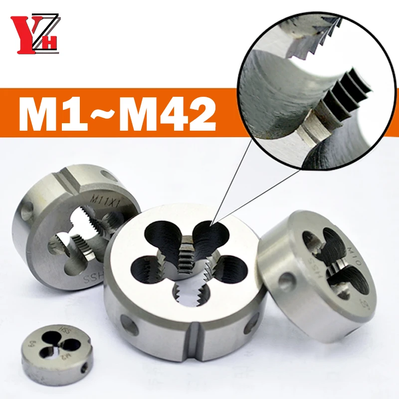 HSS Thread Die Metric Round Dies Right Hand Standard Teeth Cutting Tool External Thread For Stainless Steel M1 ~ M42