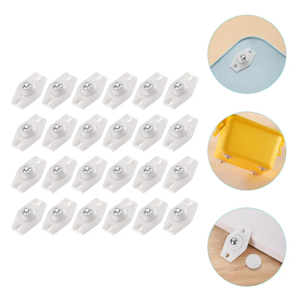 24Pcs Sliding Adhesive Paste Pulley Caster Wheel for Storage Box Furniture Storage Case Heavy Duty 360 Degree Rotating Mini