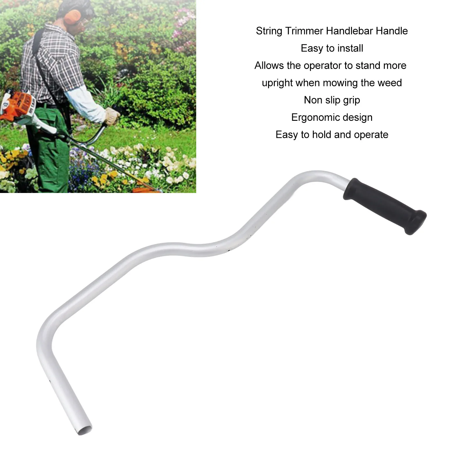 

Lawn Trimmer Handle Grip Ergonomic Accessory String Trimmer Handle Replacement Safe Aluminum for Courtyard for Specialist