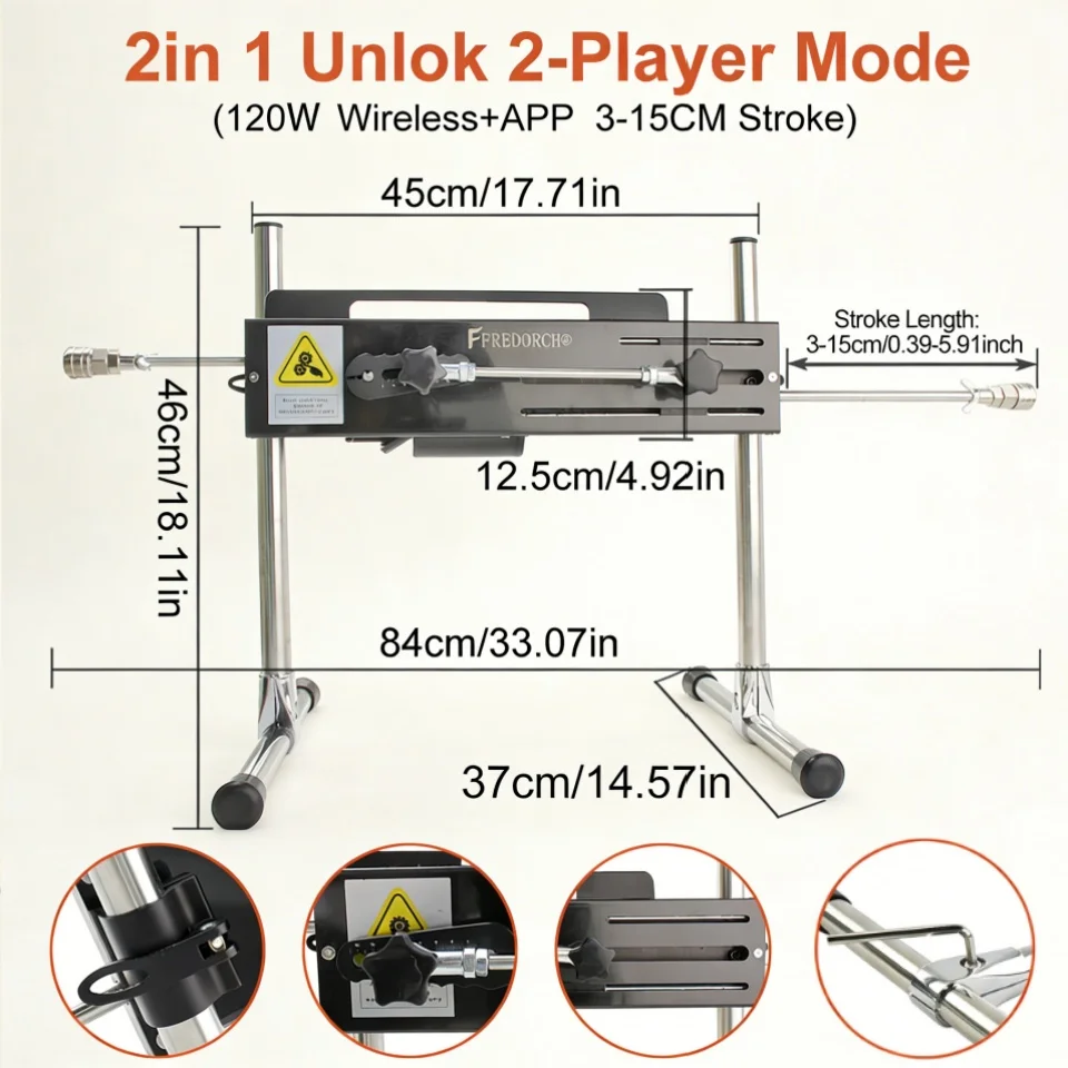 FREDORCH 120W/200W Sex Machine Super Strong PowerMasturbator Vac-u-Lock with Dildo Sex Machine for Women Adult Coupl