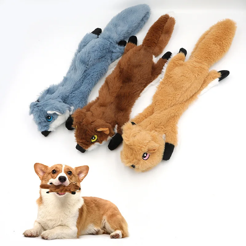 Pet toy leather shell plush squirrel dog toy sound grinding teeth cleaning self-entertainment chewing