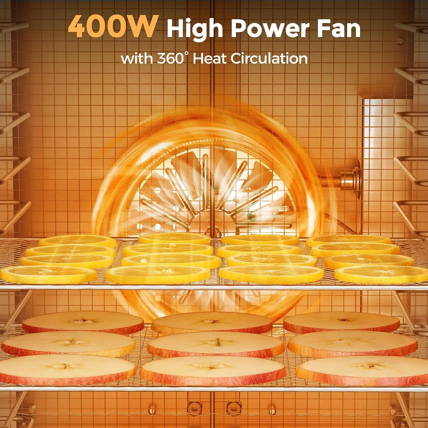 400W Food Dehydrator with 10 Trays for Jerky, Fruit, Veg, Meat | Stainless Steel, 4 Presets, Strong Dual Fans & 360° Airflow, 85