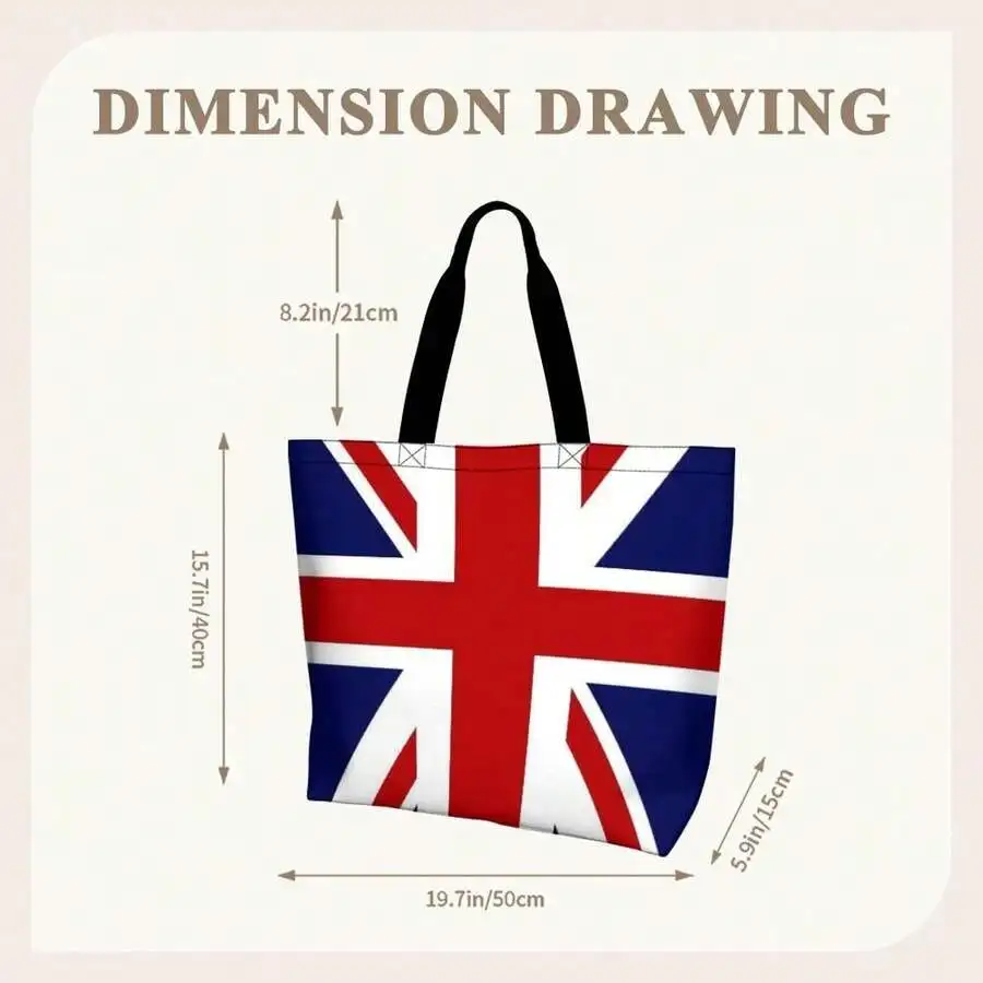 

Union Jack Flag Casual Tote Bag For Adults British Pride Souvenir Shoulder Bag