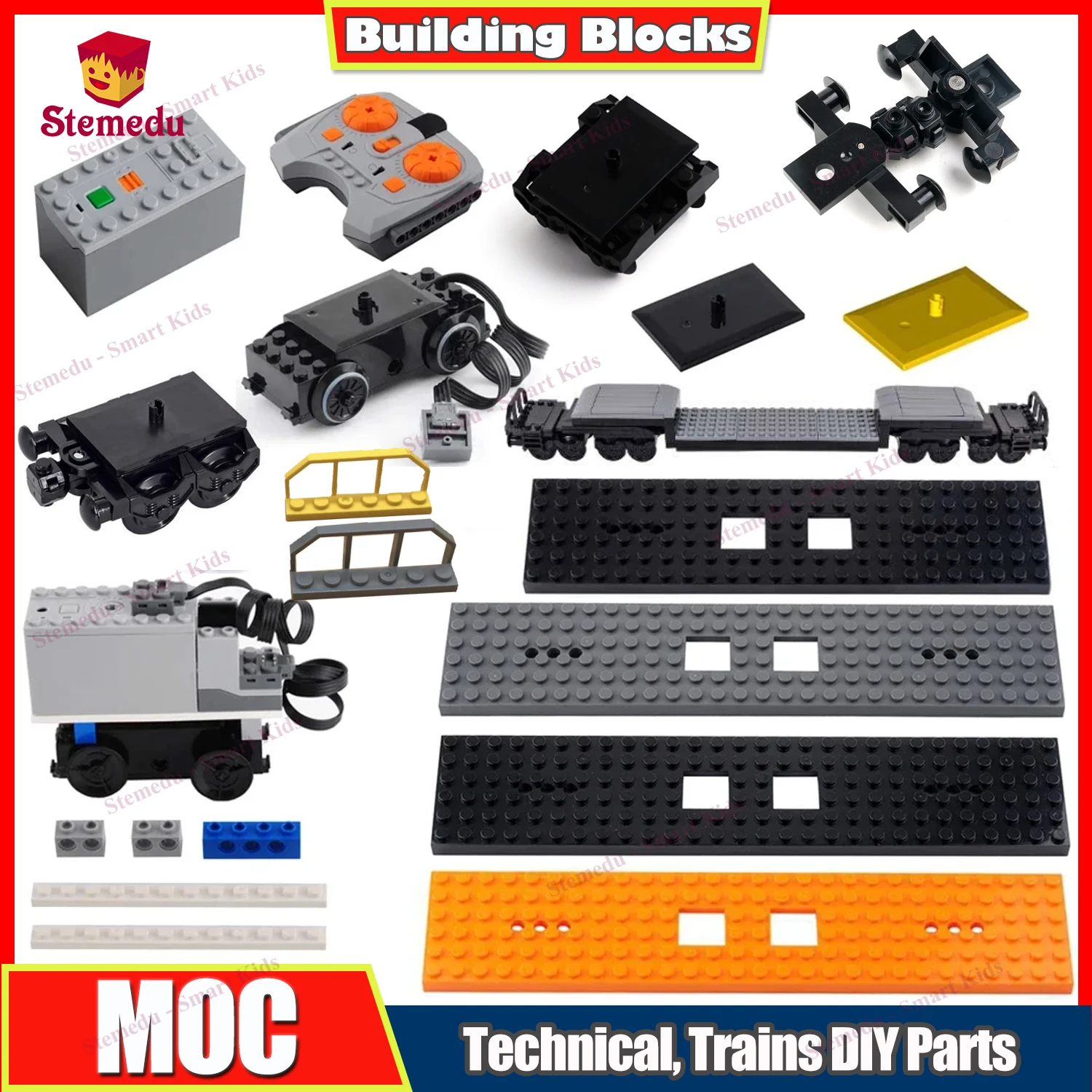 

Technical Parts Train Motor 88002 MOC Power Functions AAA Battery Box Tracks Base Plate for EV3 91994 74784 2871