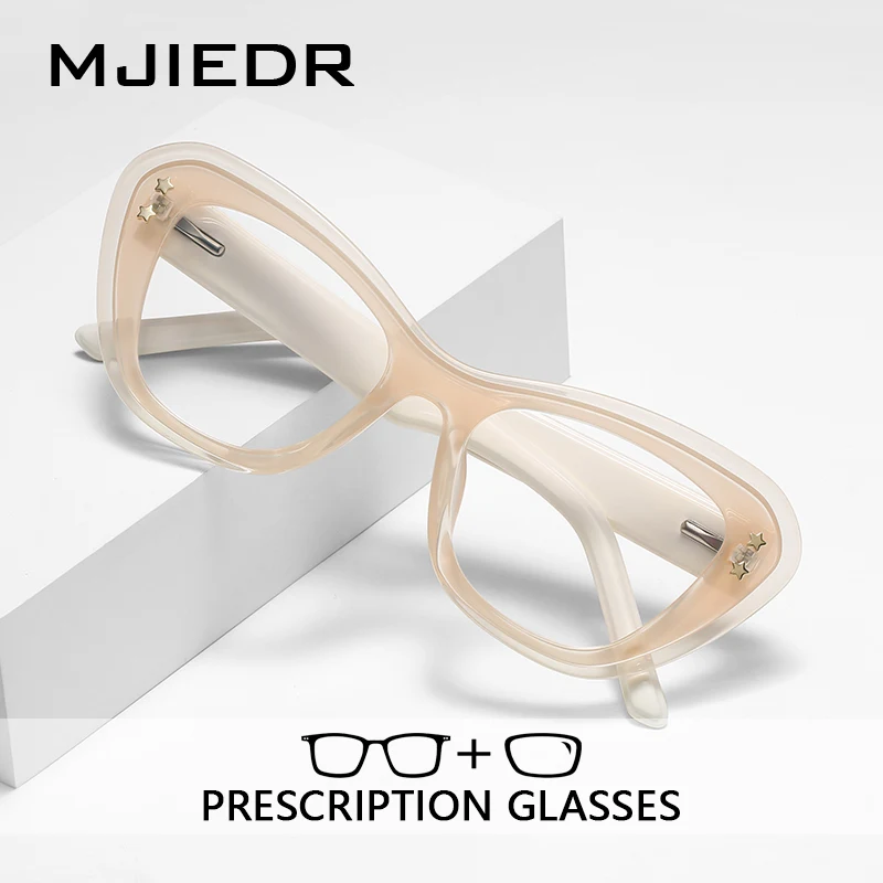 

MJIEDR Custom Women's Butterfly Prescription Eyeglasses Retro Cat Eye Frame Photochromic or Polarized Lenses Option