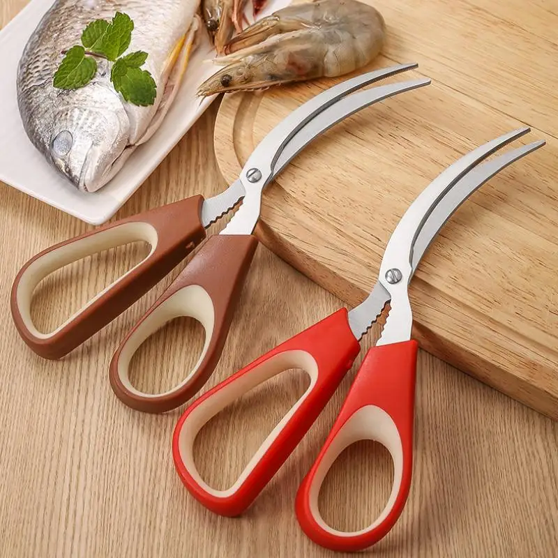 Household Elbow Kitchen Scissors (Stainless Steel) ，Sharp Blade for Seafood, Fish，Shrimp Dissecting And Vegetable Cutting
