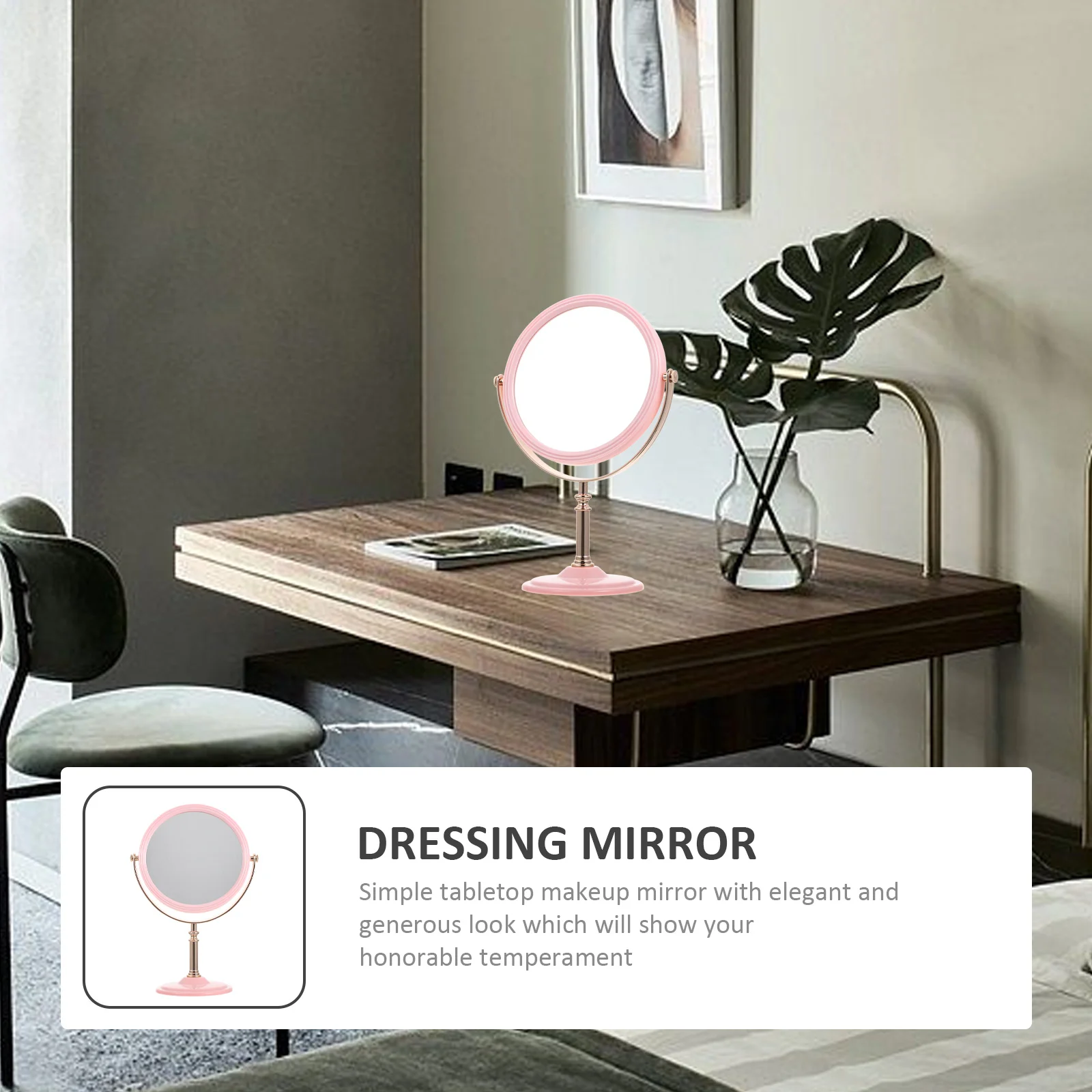 

Double-Sided Round Makeup Mirror Desktop European Style Durable Clear Surface Household Vanity Mirror for Daily Use