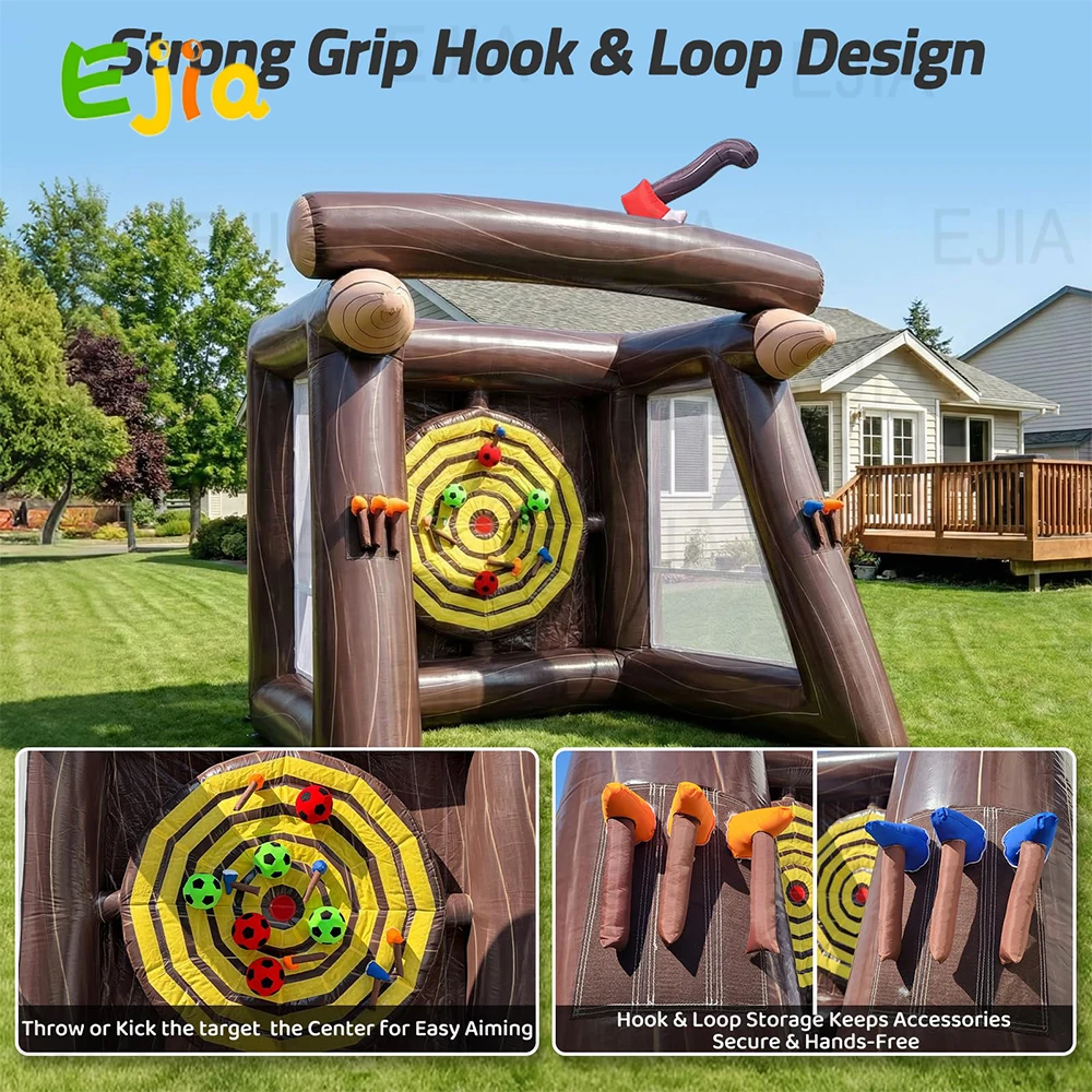 

2-4 Players Commercial Inflatable Axe Throwing Game with 8 Axes Giant Inflatable PVC Target Dart Board with 750W Blower for Carnival Backyard Games