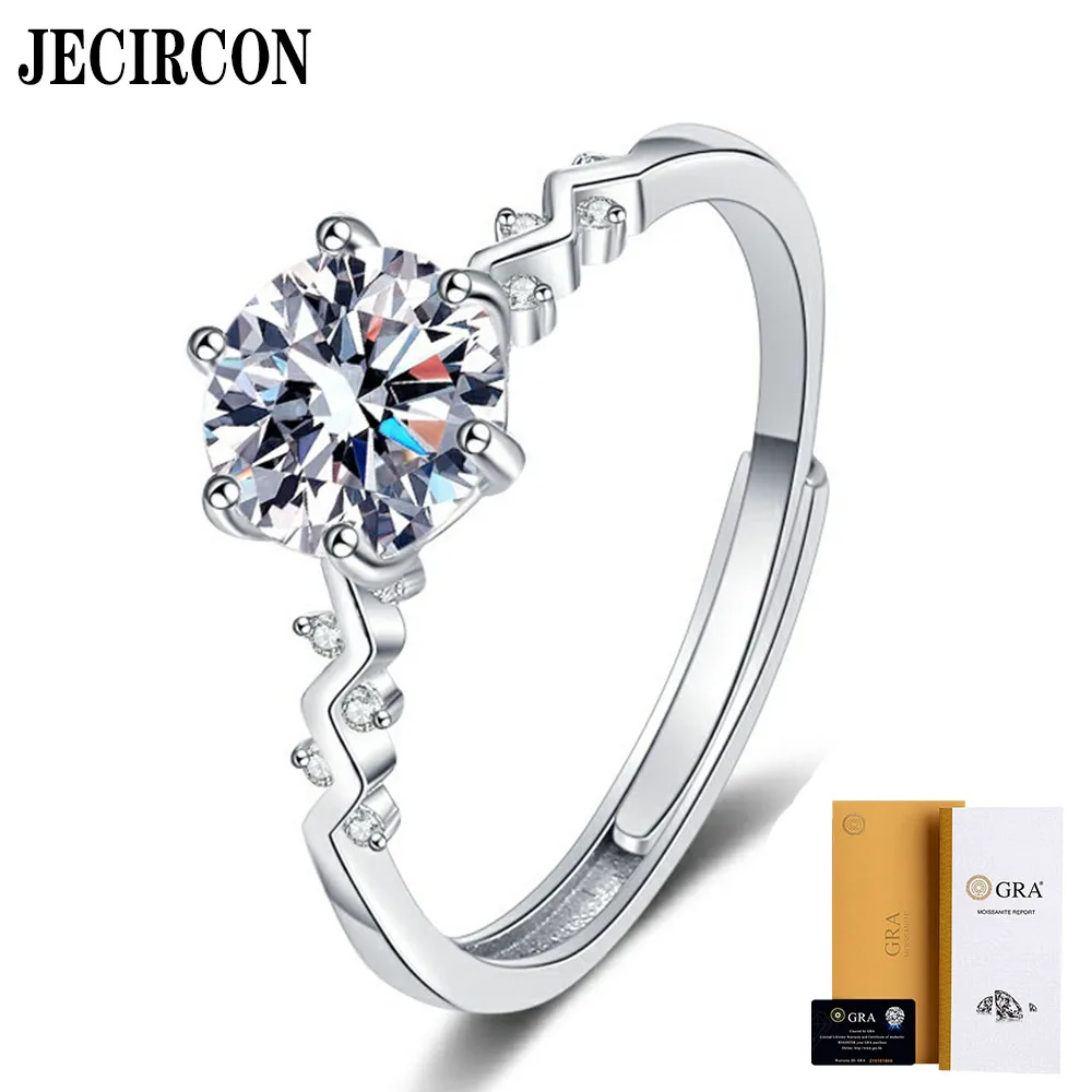 

JECIRCON Brilliant Galaxy 1 Carat Moissanite Diamond Ring for Women Sterling Silver 925 High-end Light Luxury Wedding Party Band