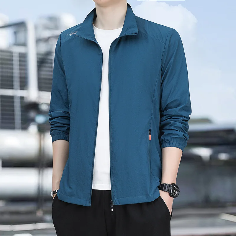 2024 Men's Summer Sun Protection Stand-up Collar Breathable Quick-Drying Ultra-Thin Jacket