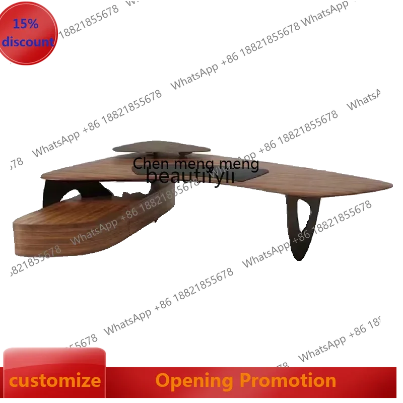 ss7486 Italian minimalist living room large long desk light luxury modern, home, double solid wood desk New Light Luxury