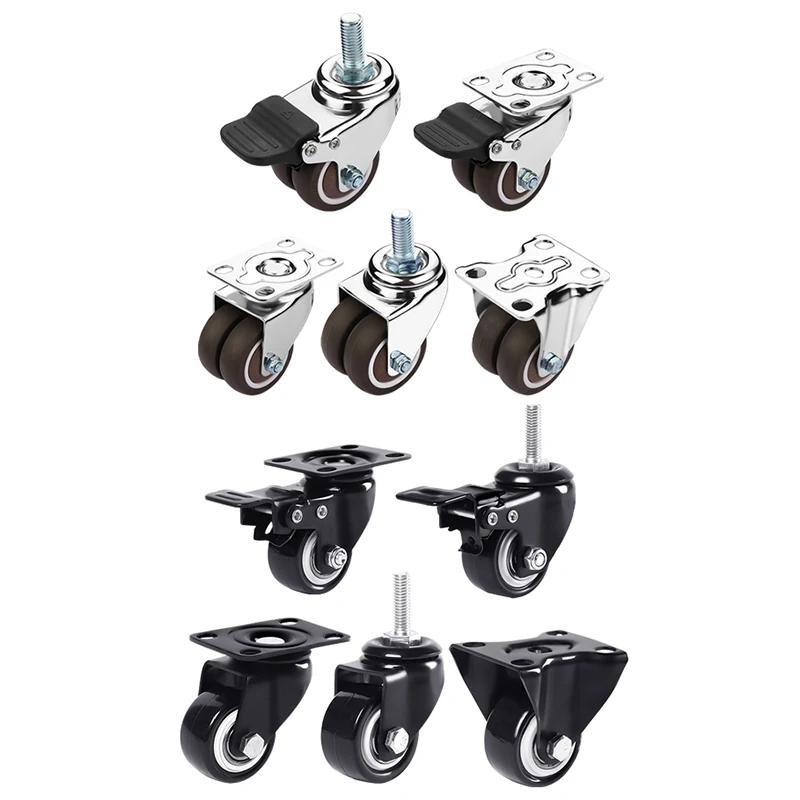 Imagem -04 - Dupla Roda Móveis Rodízio Giratório Borracha Macia Roda Universal Resistente Mudo Carrinho Pcs 15 2