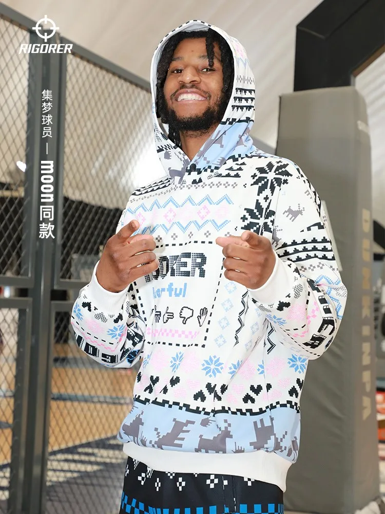 

RIGORER Christmas Fleece-Lined Hooded Sweater - Winter Loose Casual Pullover (Warm Fleece Coat) for Men