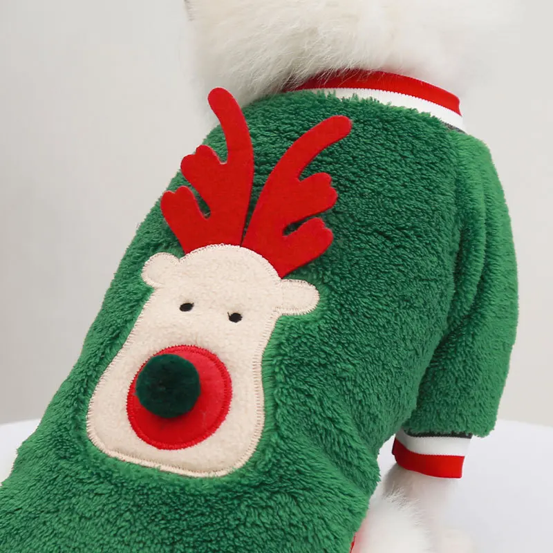 Sweat à capuche de Noël en velours pour animaux de compagnie, vêtements à deux jambes, fournitures pour petits chiens, sorties pour chiens et chats