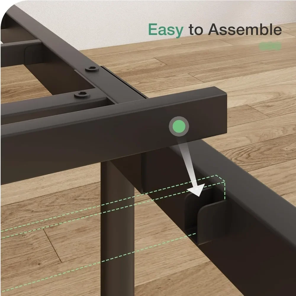 Struttura del letto Full Size con testiera e pediera, struttura del letto con piattaforma in metallo da 14 pollici, contenitore sotto il letto