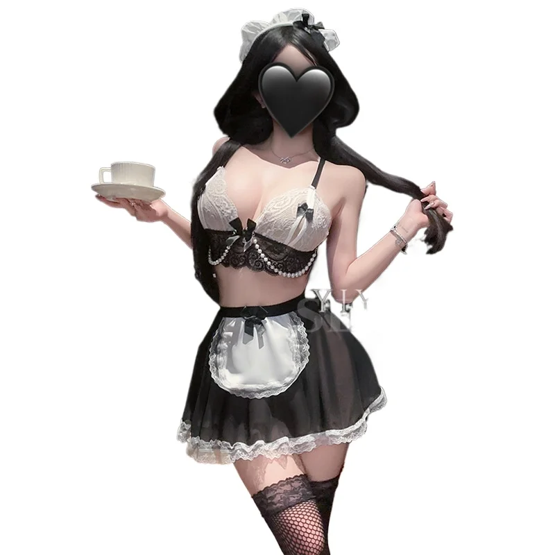

Аниме-костюм горничной в стиле кавайи: сексуальное белье, эротический наряд, униформа для ролевых игр, комплект белья для офиса