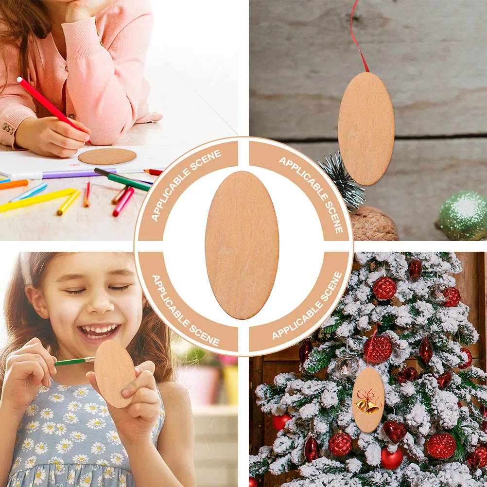 

40Pcs Wooden Oval Pieces Unfinished Smooth Surface DIY Wood Chips for Painting Craft Projects Ornaments Wooden Pieces