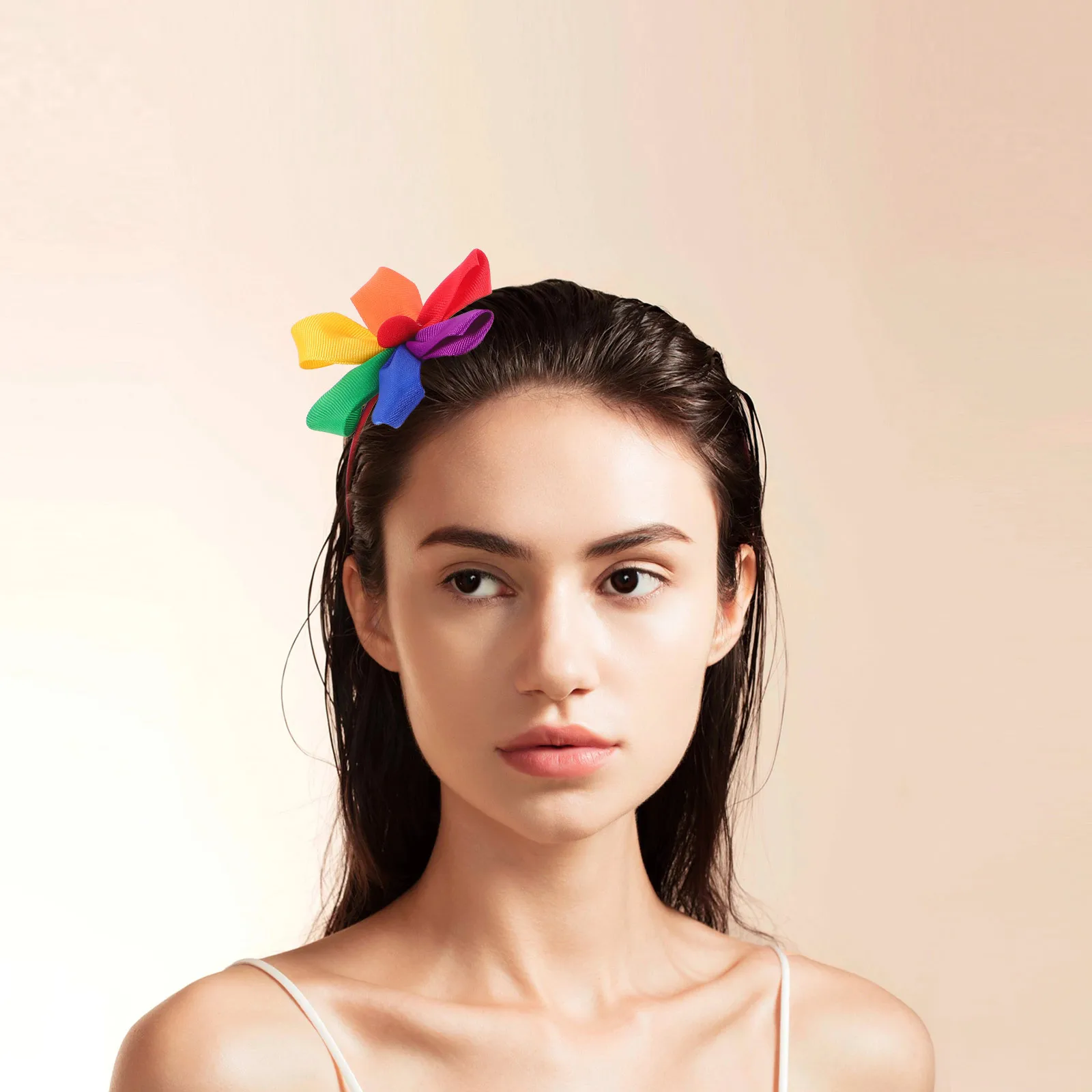 

Rainbow Flower Headband Colorful Hair Hoop Pride Parade Party Festival Hair Accessories Rainbow Pride Fancy Headbands