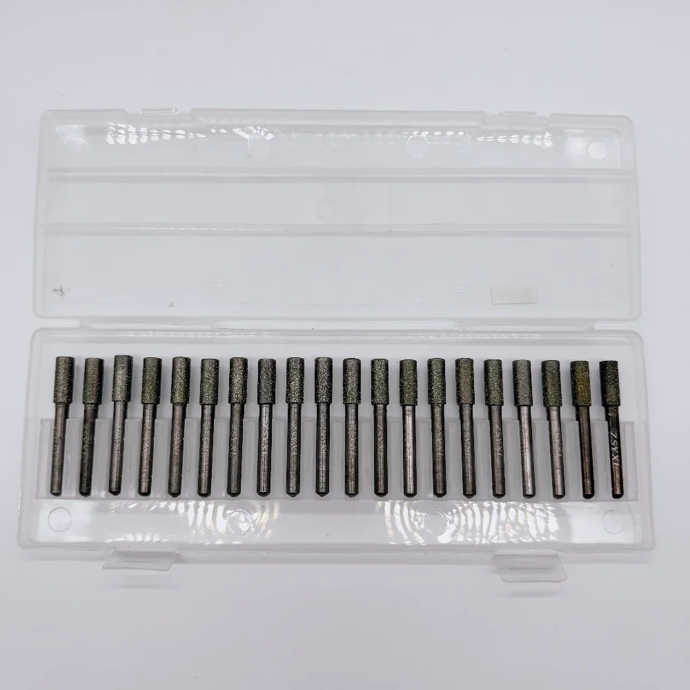 20pcs Length 60mm 6x8mmm Cylindrical Burs Rotary Tool Drill Bit for Grinding Jade, Stone, Marble, Glass