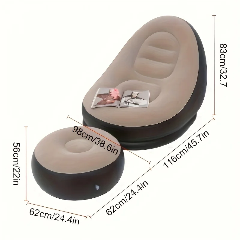 

Надувной уличный диван, портативный надувной ленивый диван, кресло с откидной спинкой и подставкой для ног, портативный простой флокированный складной диван