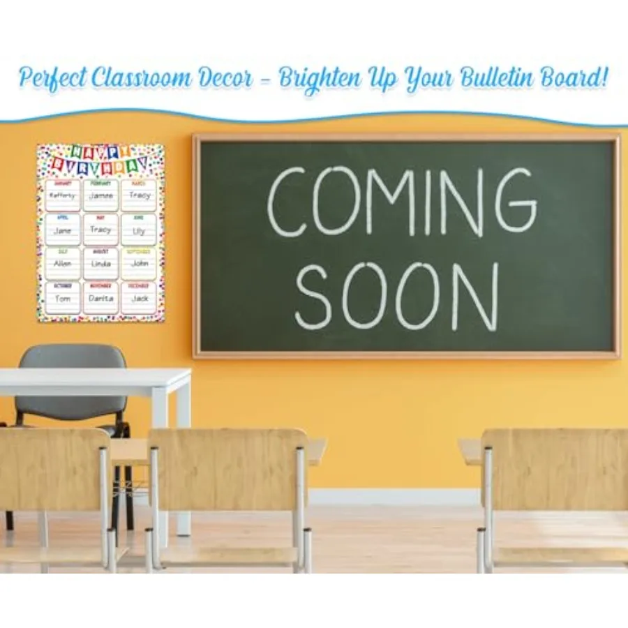 مخطط عيد ميلاد للفصل الدراسي، ملصق عيد ميلاد، تقويم ملصق قابل لإعادة الاستخدام، لوحة إعلانات مخطط يوم عيد ميلاد سعيد #3