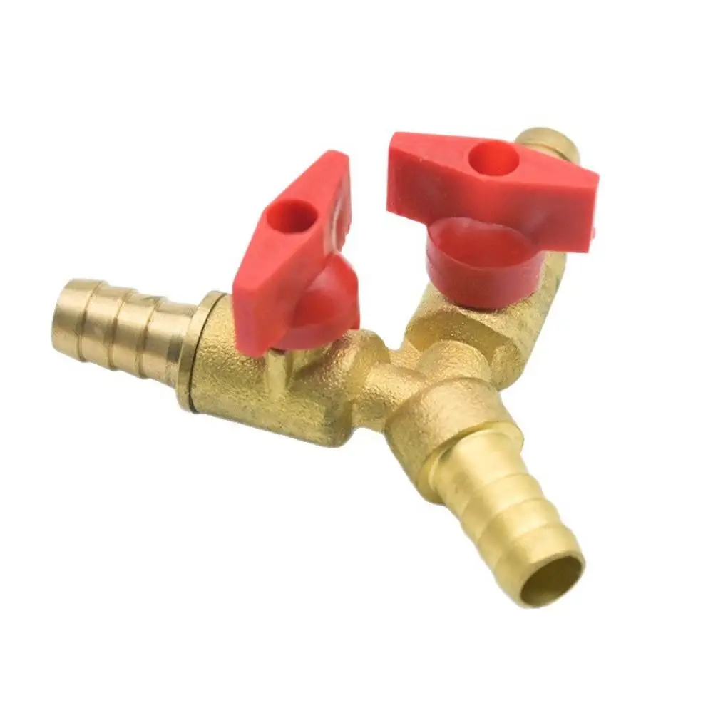 Brass Three Way Y Type Valve Barbed Hose Connector Independent Switch For Liquid Fuel Gas Water Piping Control Fittings