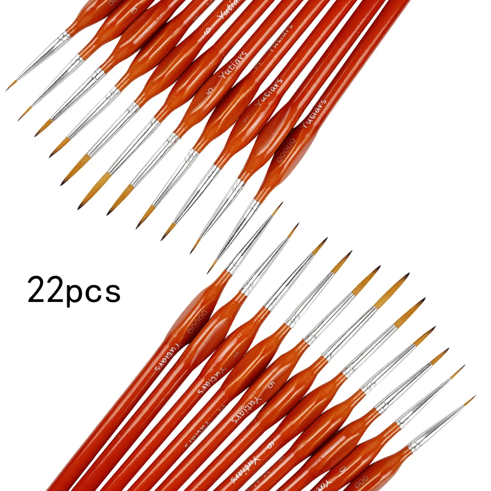 22pcs Precision Orange Detail Paint Brush Set, Triangular Grip Wood Handle Art Brushes, Small Fine Tip Paintbrushes for Acrylic,