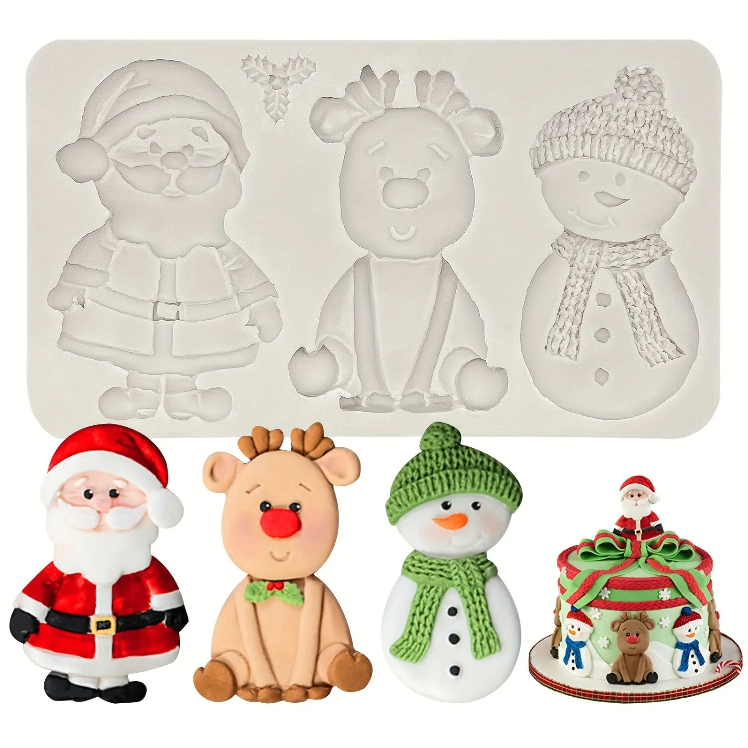 عيد الميلاد ثلج قالب من السيليكون الرنة ثلاثية الأبعاد سانتا كلوز فندان قوالب لعيد الميلاد كوكي كعكة الديكور كب كيك الشوكولاته