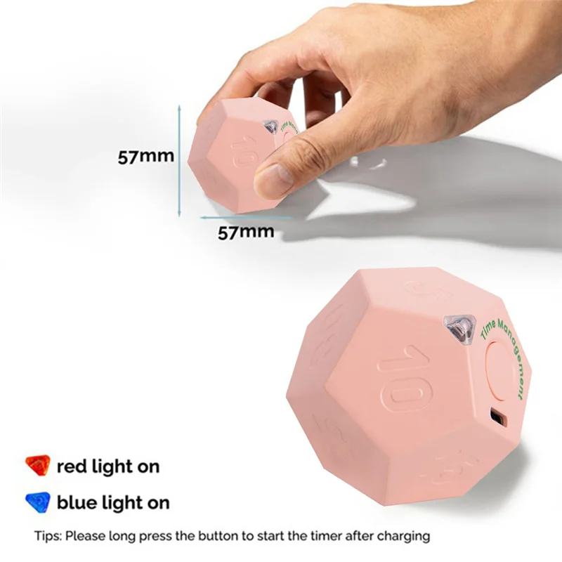 Mini timer ruota dodecagon timer ricaricabile suono vibrazione luce allarme flip timer conto alla rovescia per Timemanager