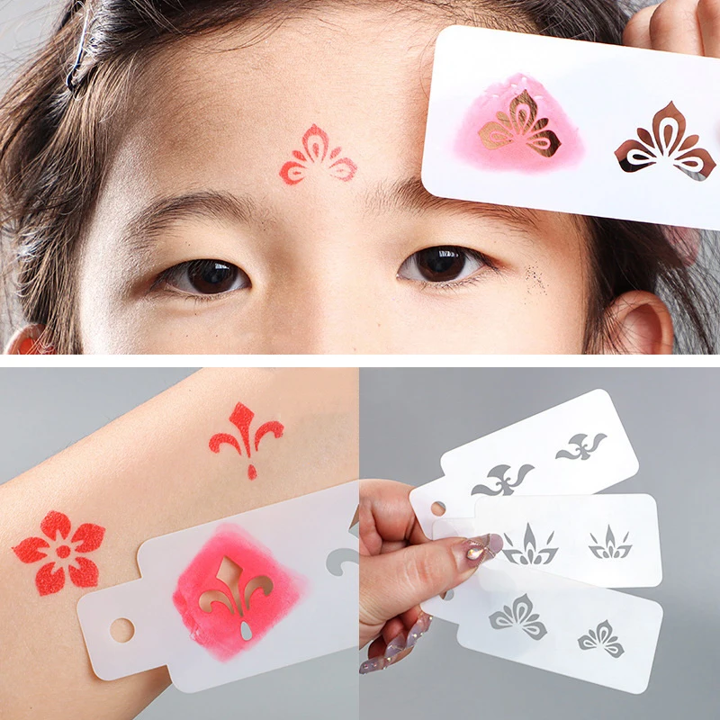 Hollow Flowers Temporary Tattoo Stencil For Drawing Molds Face Makeup Template Women Kids DIY Supplies