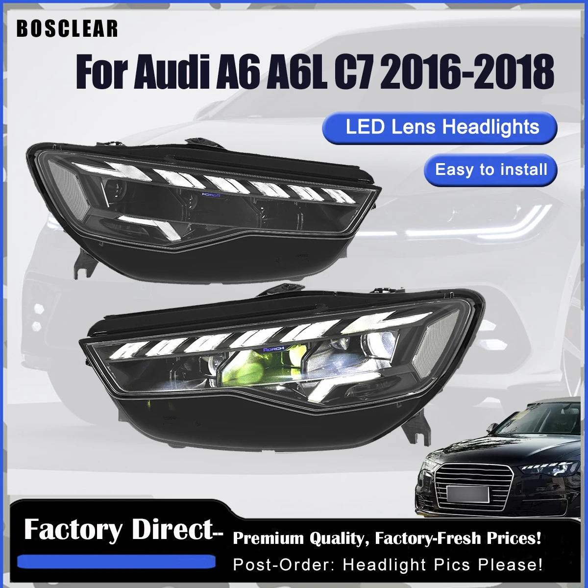 

Лазерные передние фары для Audi A6 C7 2016-2018 Фари с матричными светодиодными линзами в сборе DRL Дневные ходовые огни Play and Plug