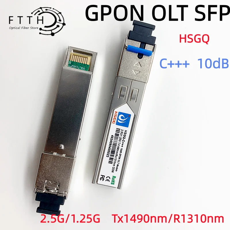 

Оптический модуль GPON OLT SFP C+++ HSGQ 10 дБ, приемопередатчик GPON OLT C+++ SFP 10 дБ, 1490/1310 нм, с разъемом SC
