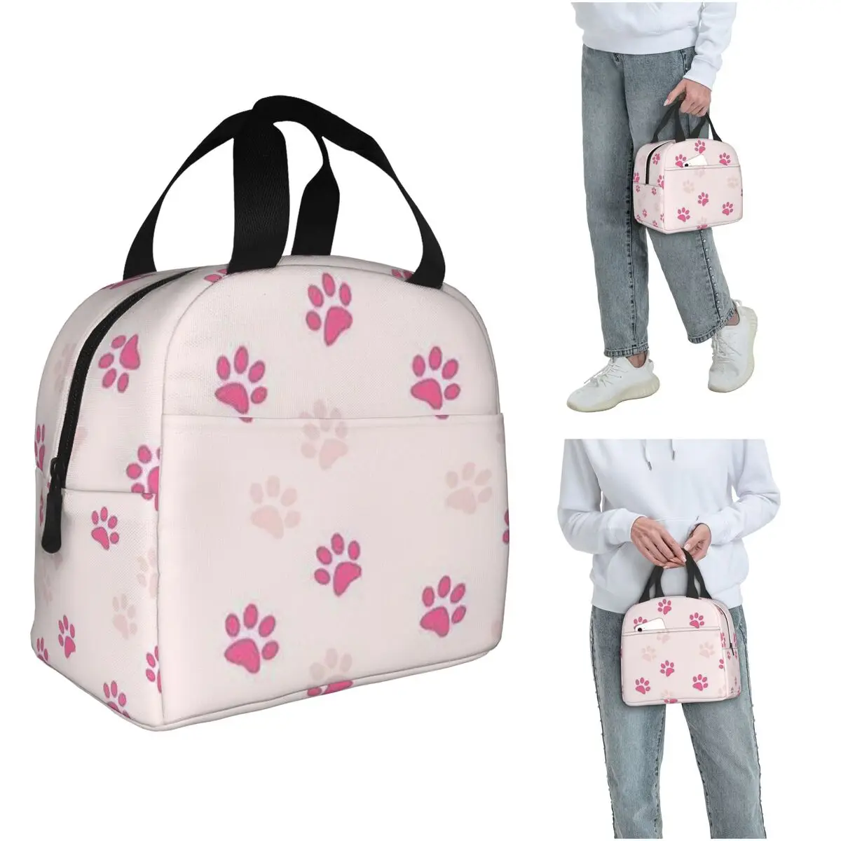 

Pet Cute Paw Dogs Cats Insulated Lunch Bag for Women Office Cooler Thermal Food Box Tote Portable Lunch Boxes Container