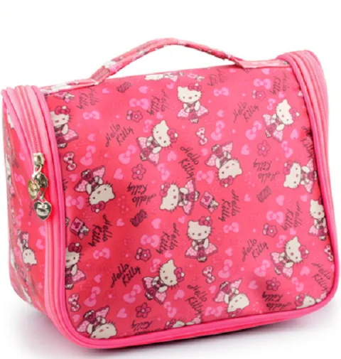 Kawaii Sanrio Hello Kitty Makeup Bag Women Zipper Cosmetic Organizer Female Cloth Handbag Box Portable Toiletry Case For Girls