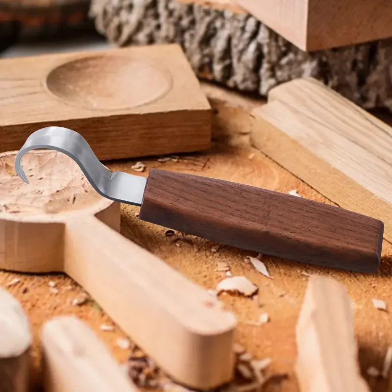 ‌ مجموعة سكاكين نحت الخشب الاحترافية قطعة واحدة مع شفرة منحنية ومكشطة - أدوات حرفية للتبييض، حرفة الملعقة، مشاريع ذاتية الصنع