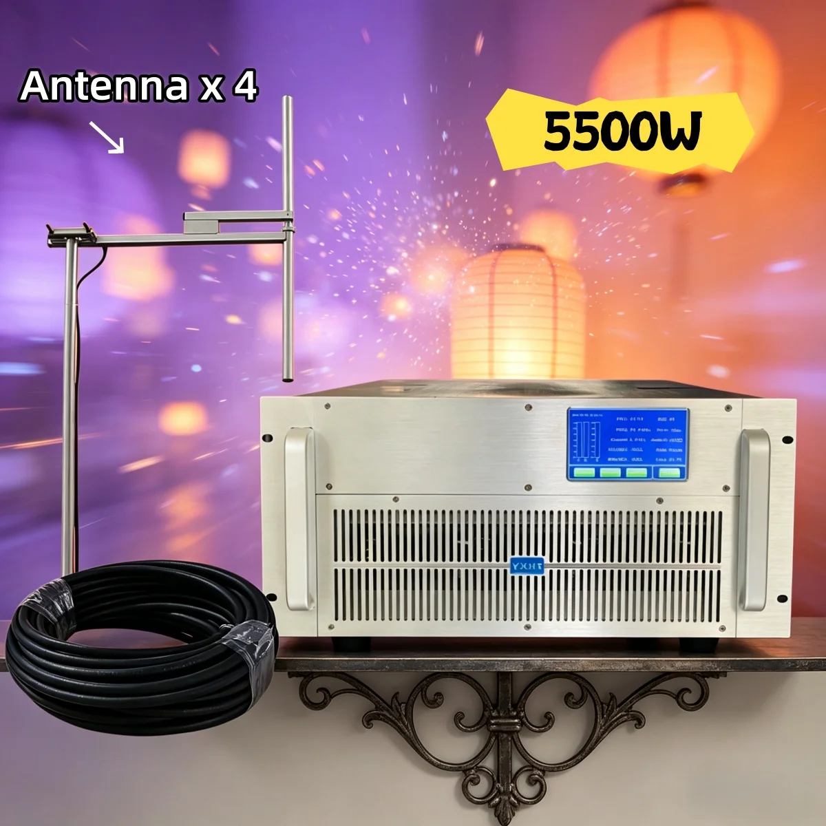 School YXHT-2, 5.5KW (5500W) FM Transmitter with Cable, Rural School, Low Noise High Efficiency After-Sale Warranty