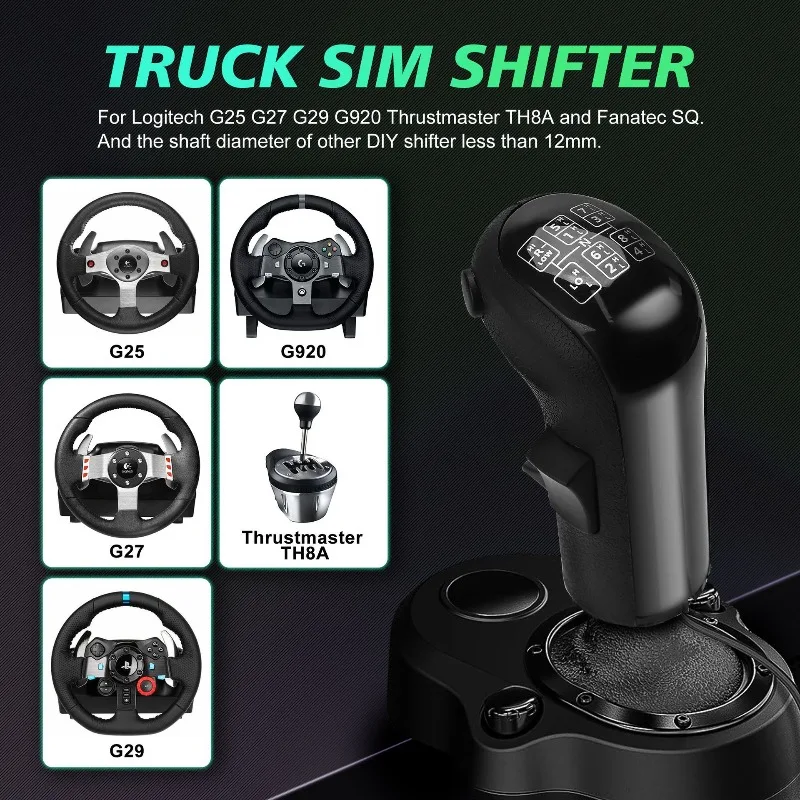 For Logitech G29 G27 G25 Thrustmaster TH8A Truck Simulator PC USB Gearshift Knob High Low Gear Shifter Knob