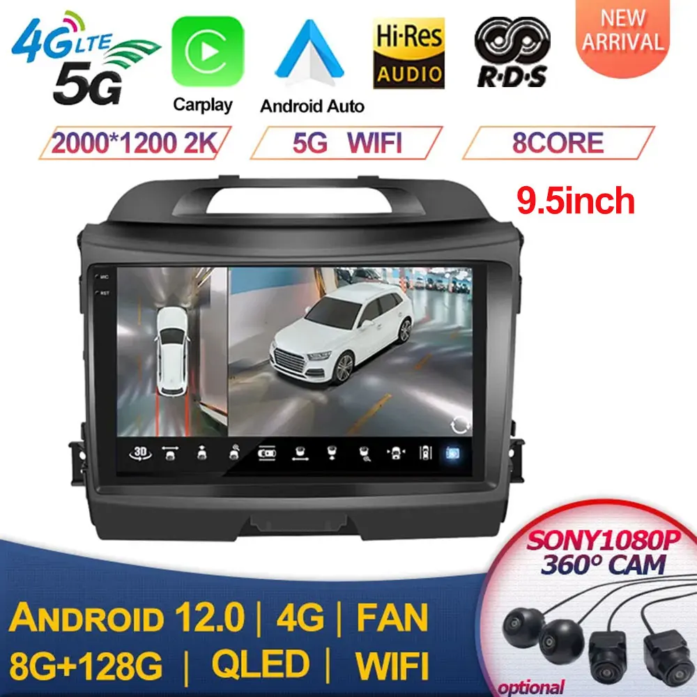 

2000*1200P For KIA Sportage 3 2010-2016 WIFI CarPlay Android Radio Multimedia Player 2Din GPS Navigation Car Autoradio Stereo