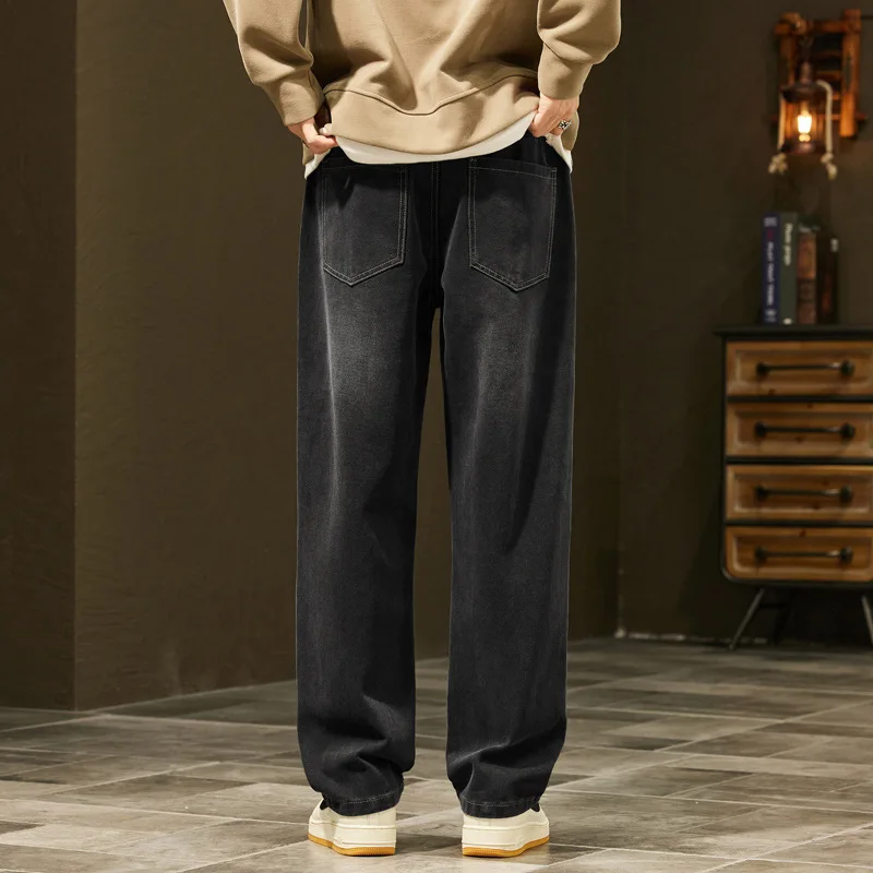 2025 Autumn New American High Street Jeans for Men, Anxi Cardins Loose Straight Tube Casual Fashion Versatile Solid Color Pants