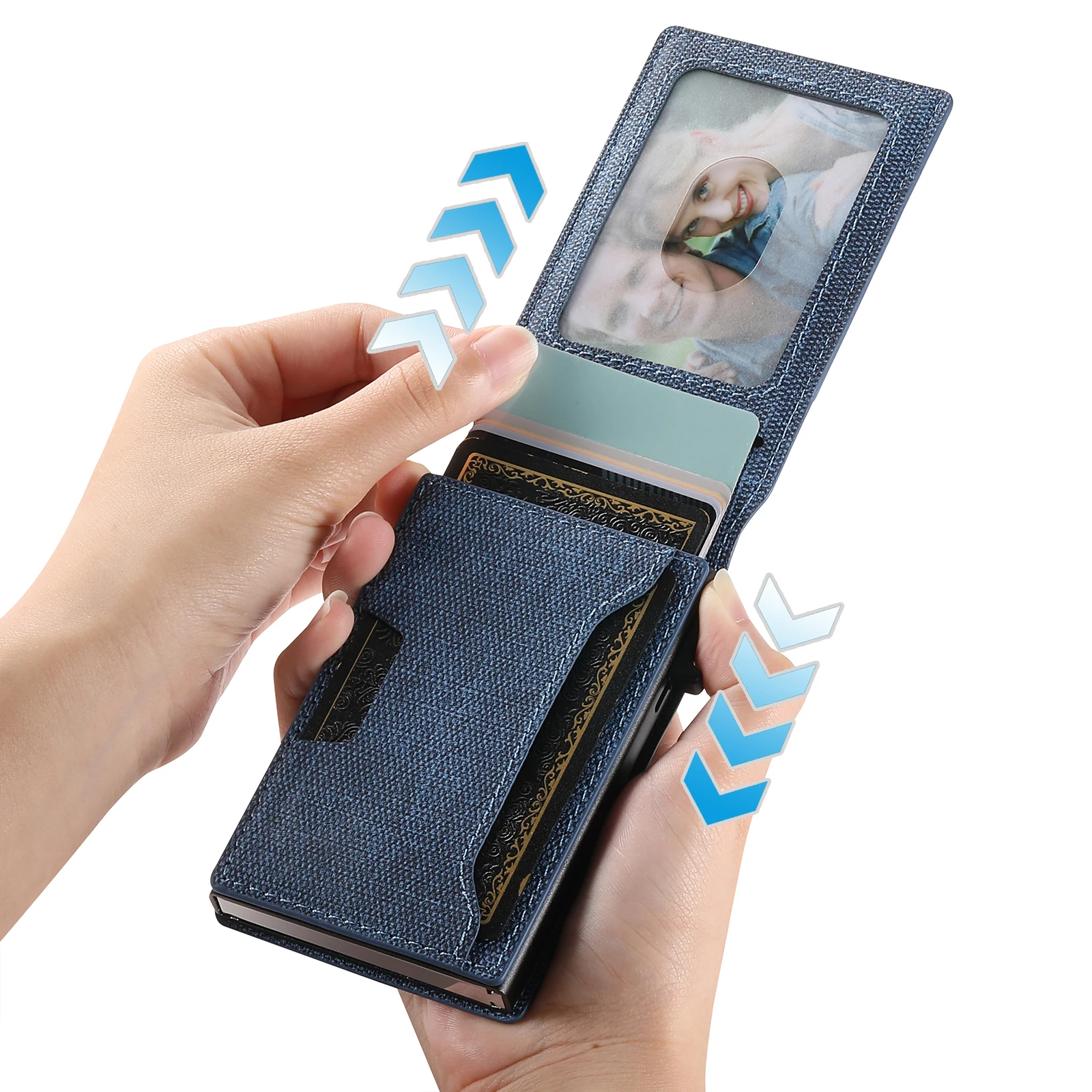 SUTENI Card Slot Wallet Flip Cover PU Leather card box Pressing The Button Automatically Ejects The Card Frosted Feel