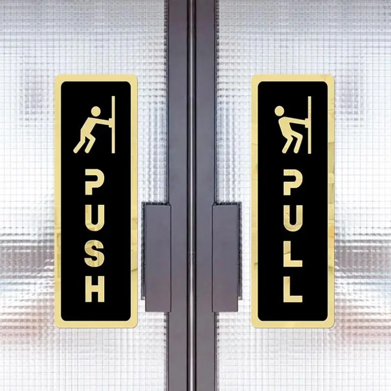 2 Pcs/set Push & Pull Window Door Sticker Acrylic Sliding Door Logo Sticker Shop Hotel Business Cafe Sign Restaurant Pull Sticke