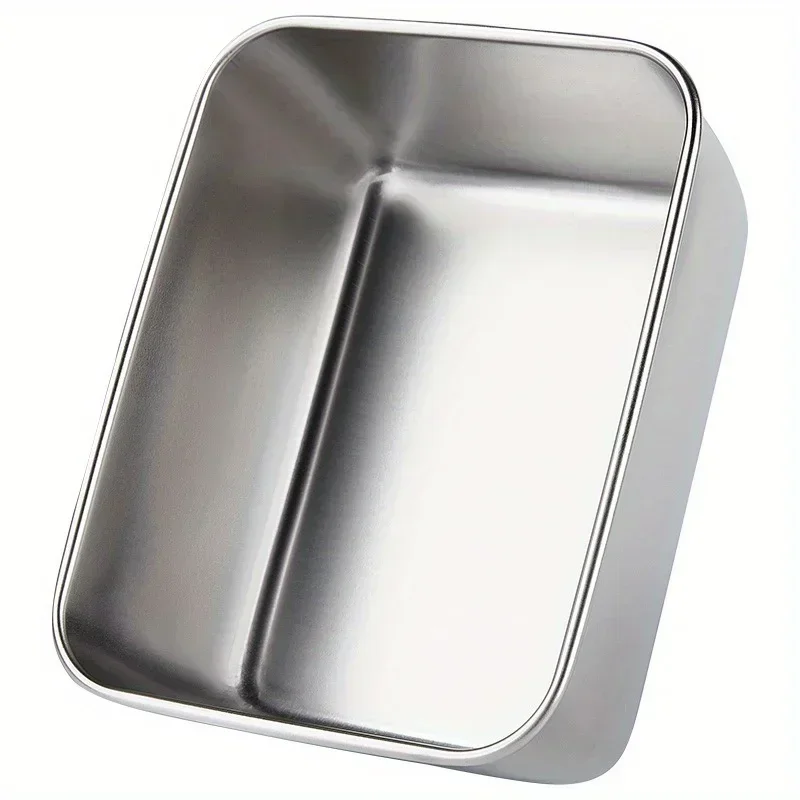 Stainless Steel Food Storage Serving Trays Rectangle Sausage Noodles Fruit Dish with Cover Home Kitchen Organizers FoodContainer