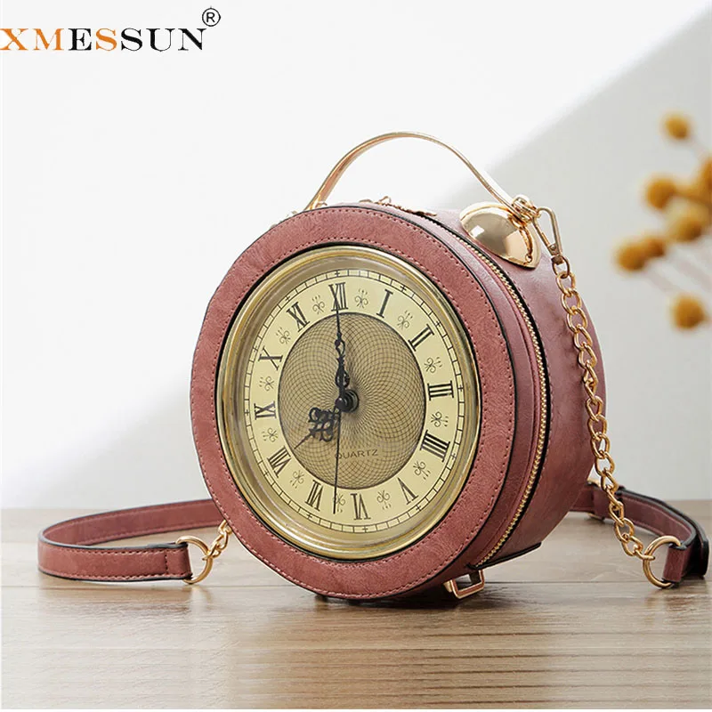 XMESSUN Women New Trendy Vintage Clock Handbags,Fashion Brand Designe Europe and America Female Leather Shoulder Crossbody Bag