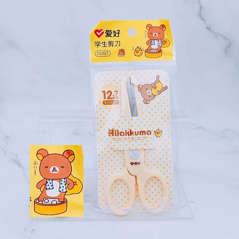 AIHAO Rilakkuma 학교 가위, 귀여운 카와이 DIY 일기 장식 가위, 수공예 종이, 어린이 학생 문구, SS007, 3 개